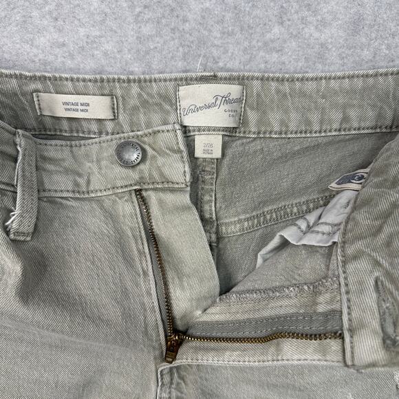Universal Thread Vintage Midi Denim Short SZ 26 Gray Mid Rise Distressed Cut-Off - Picture 2 of 6